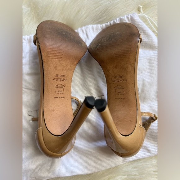 Stuart Weitzman Nudist Heels Beige Nude Ankle Strap Stiletto - Picture 7 of 8